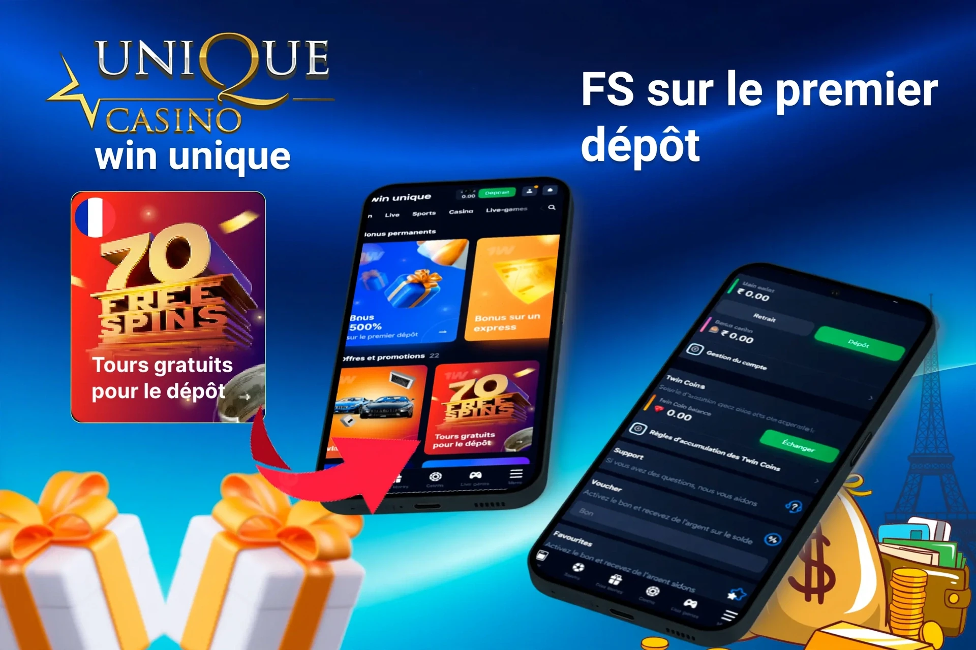 Application mobile affichant des offres de jeux de casino comme programme de fidélité et tours gratuits avec jetons et cartes
