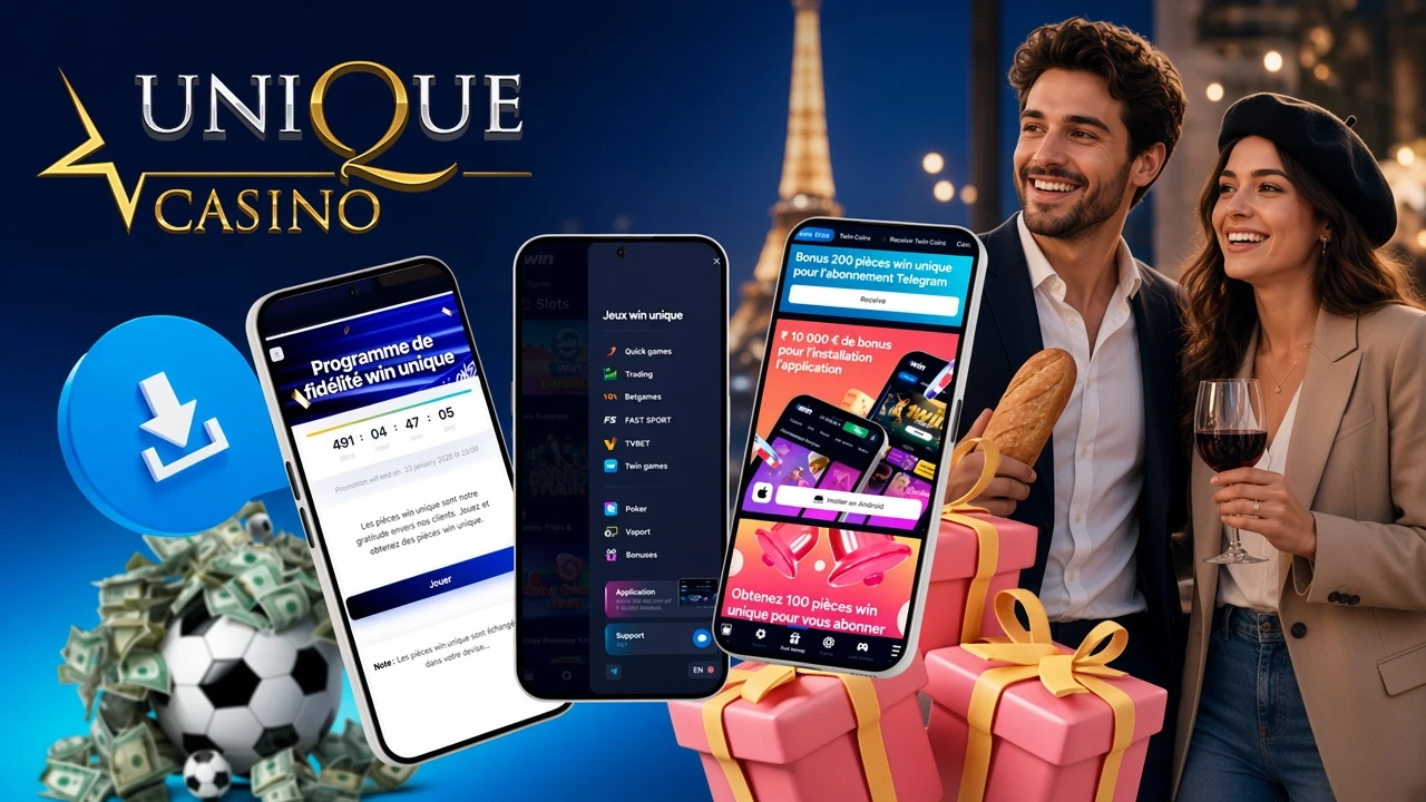Écrans mobiles montrant le programme de fidélité, le bonus d'installation de l'application et une icône de football avec bouton de téléchargement